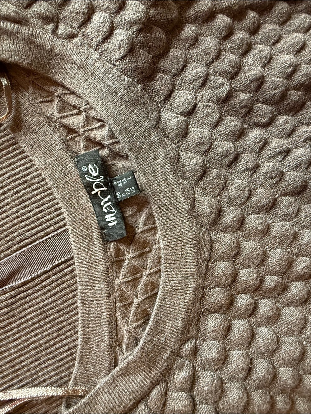 MARBLE Taupe Textured Crewneck Pullover Sweater - Picture 3 of 5